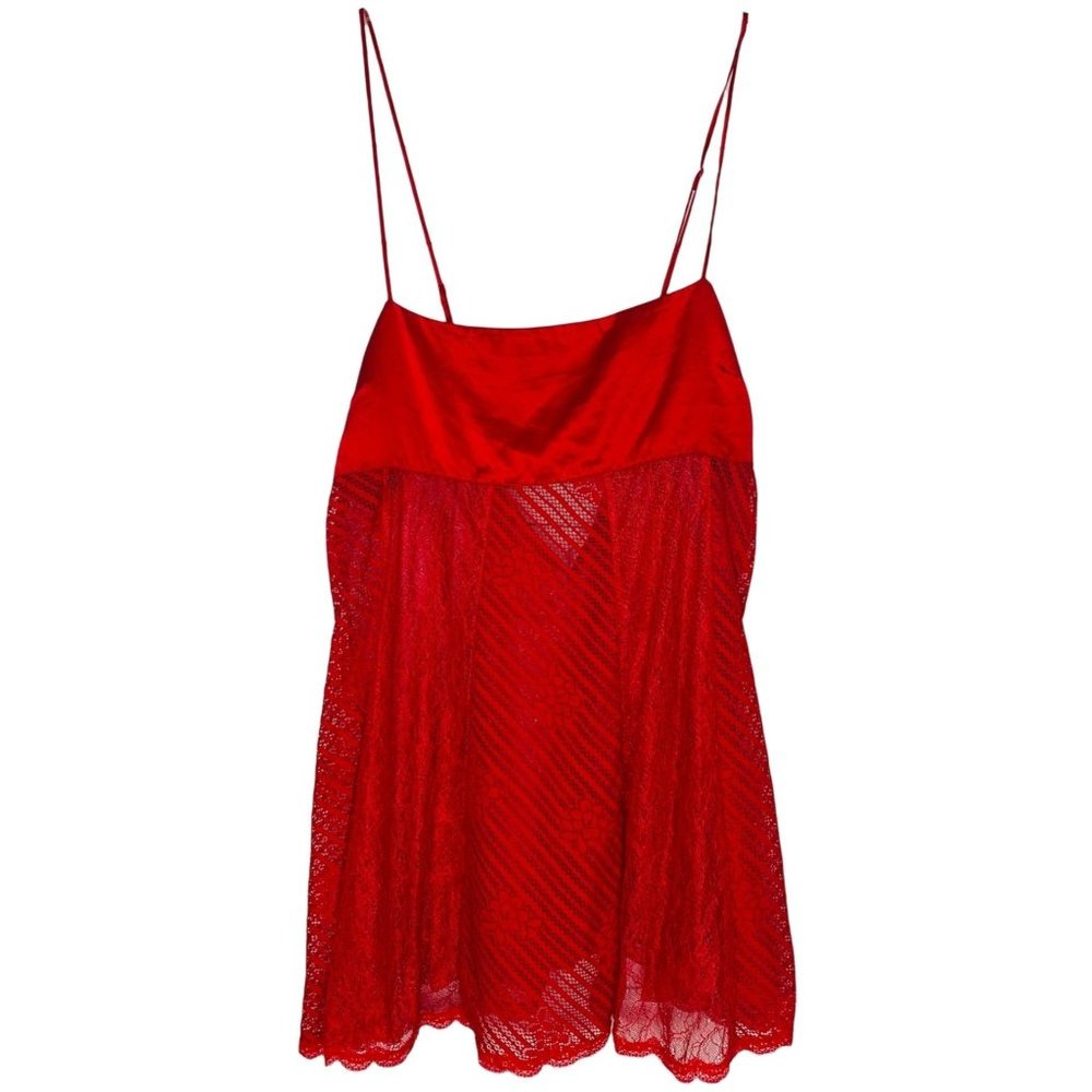 Red Lace Chemise Slip Nightdress - Women Intimates